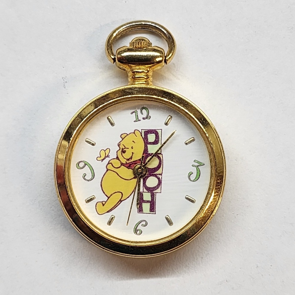 Disney Winnie the Pooh Pocket Watch Keychain Quartz Vintage New Battery Works